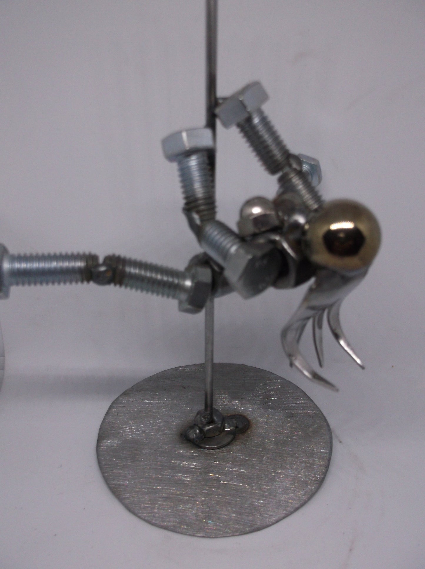 Exotic Dancer, Pole Dancer Metal Bolt Figurine, Up cycled Art