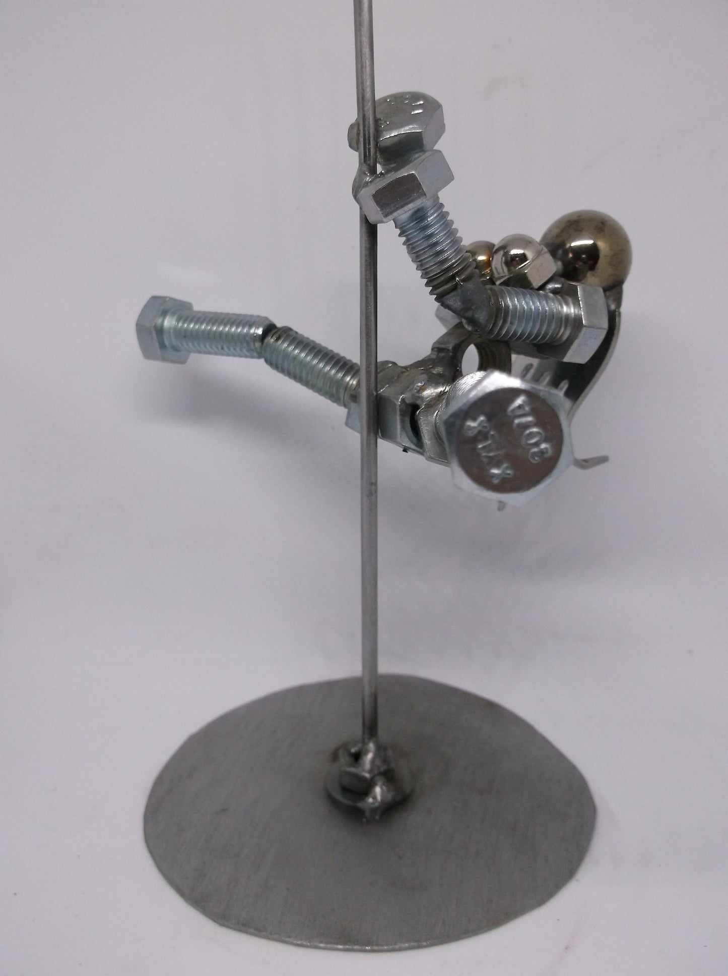 Exotic Dancer, Pole Dancer Metal Bolt Figurine, Up cycled Art