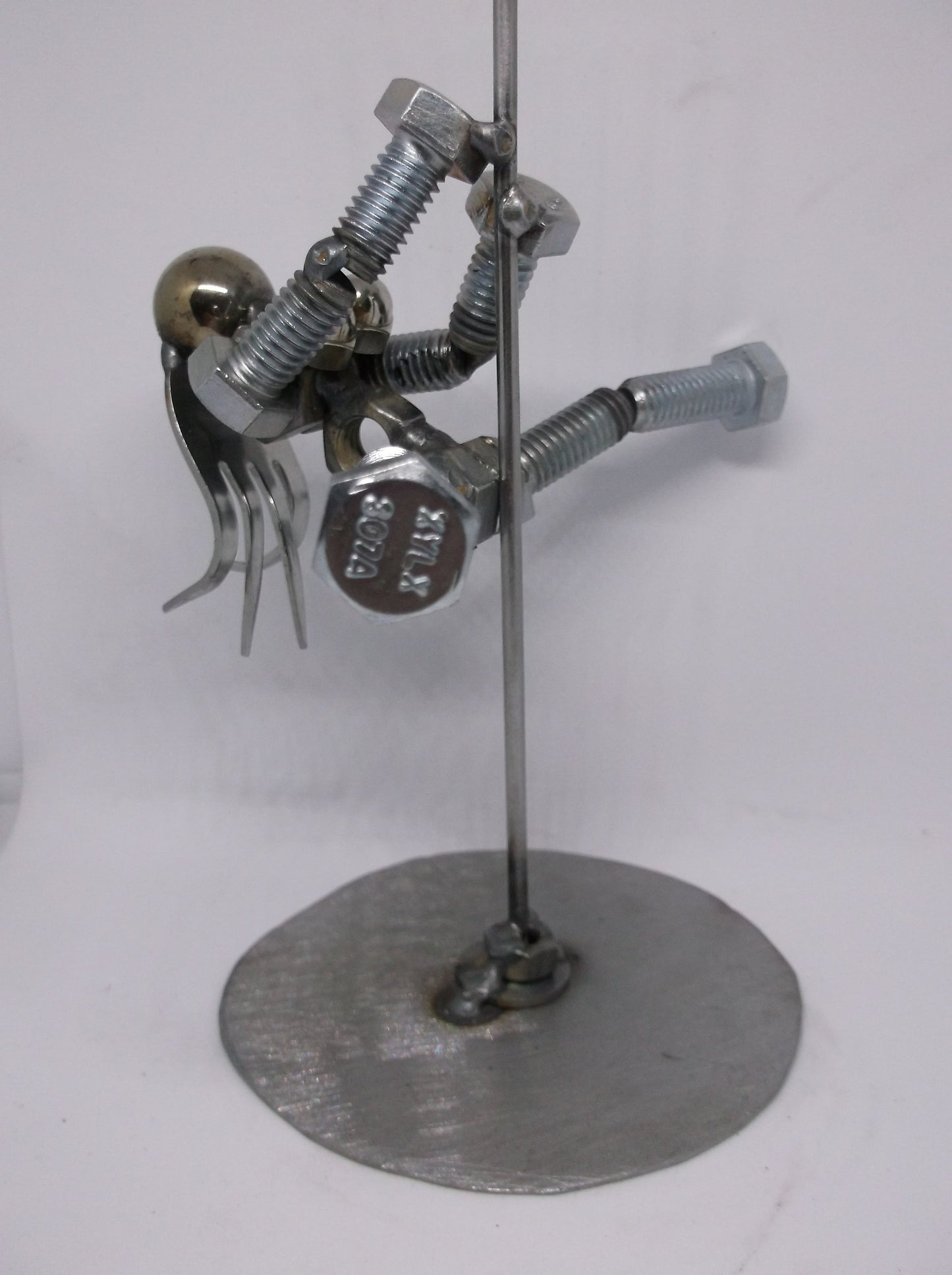 Exotic Dancer, Pole Dancer Metal Bolt Figurine, Up cycled Art
