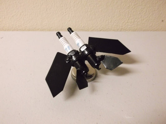 Twin Jet Airplane, Spark Plug Magnet, Metal Recycle Art