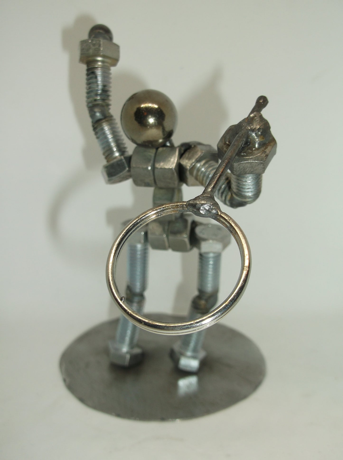 Tennis Player Metal Bolt Figurine, Athlete, Sports figure, Up cycled Welded Art