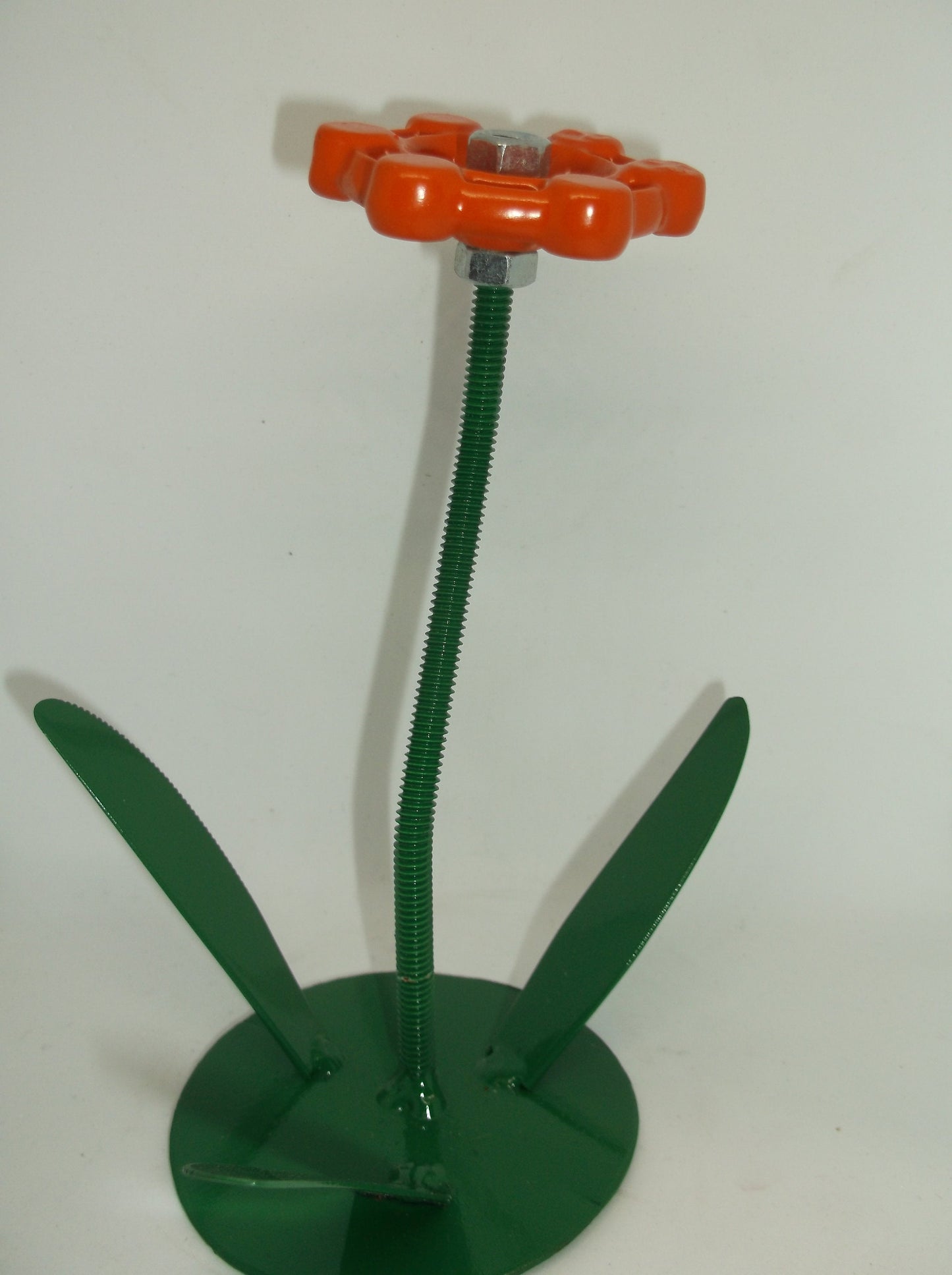 Orange Metal Flowers, Sculptured Floral Decor, Faucet Flower