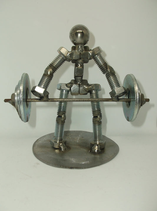 Dead Lift Metal Bolt Figurine, Weight Lifter, Sports Athlete