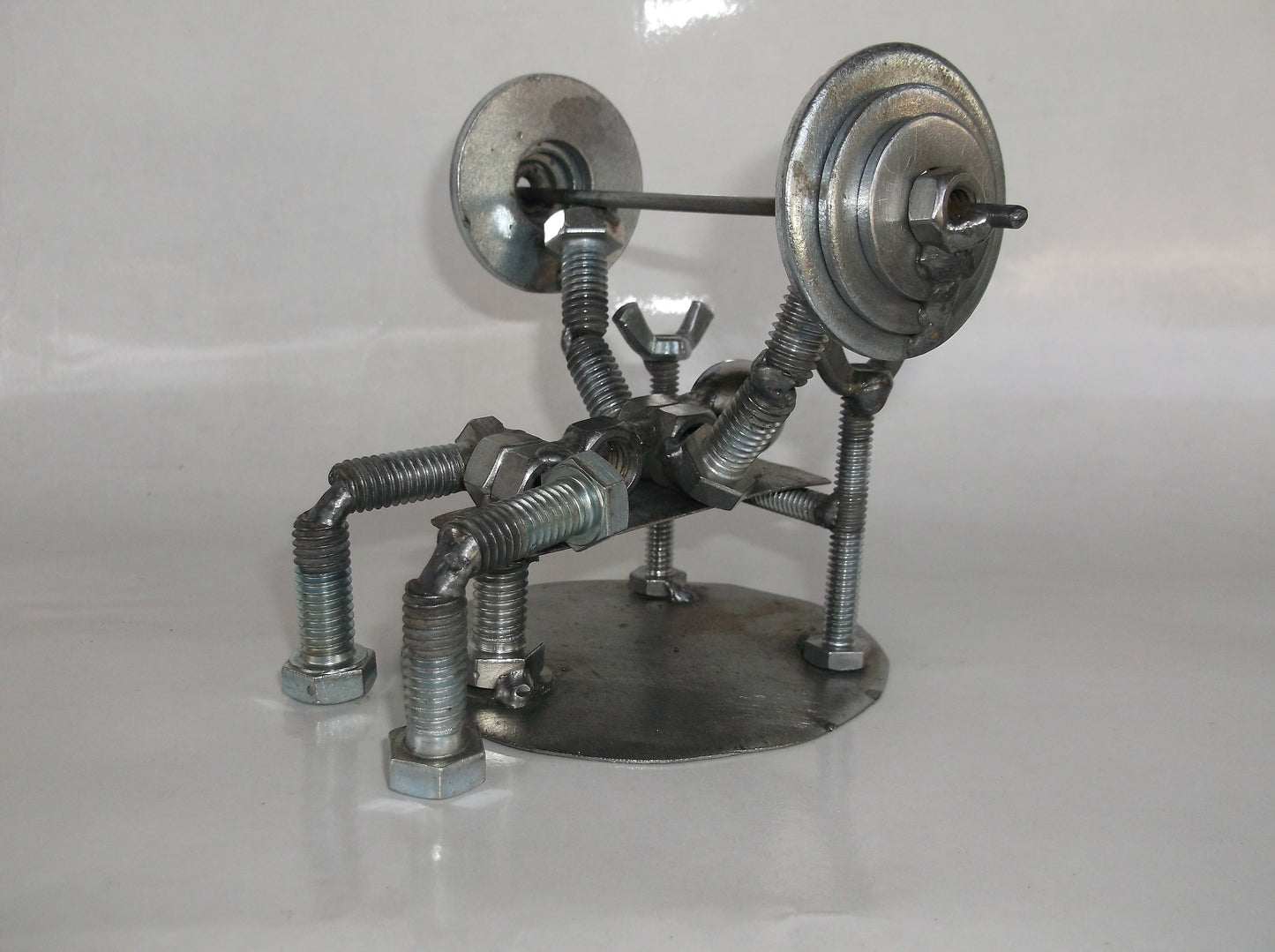 Bench Press Weight Lifter Metal Bolt Figurine