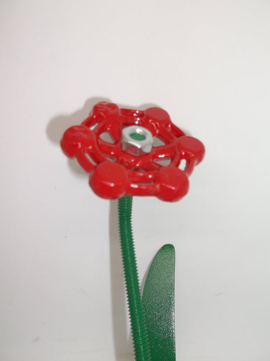 Red Metal Flowers, Sculptured Floral Decor, Faucet Flower