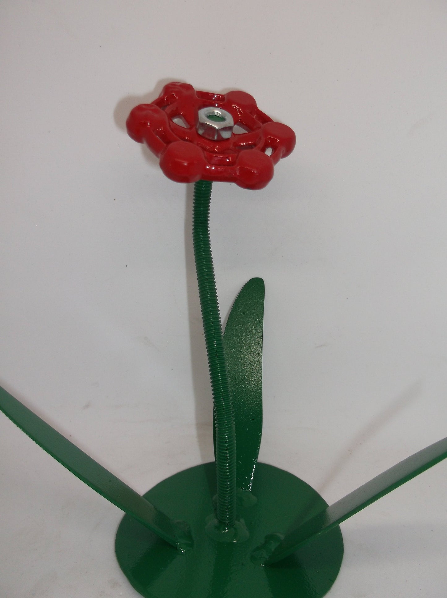 Red Metal Flowers, Sculptured Floral Decor, Faucet Flower