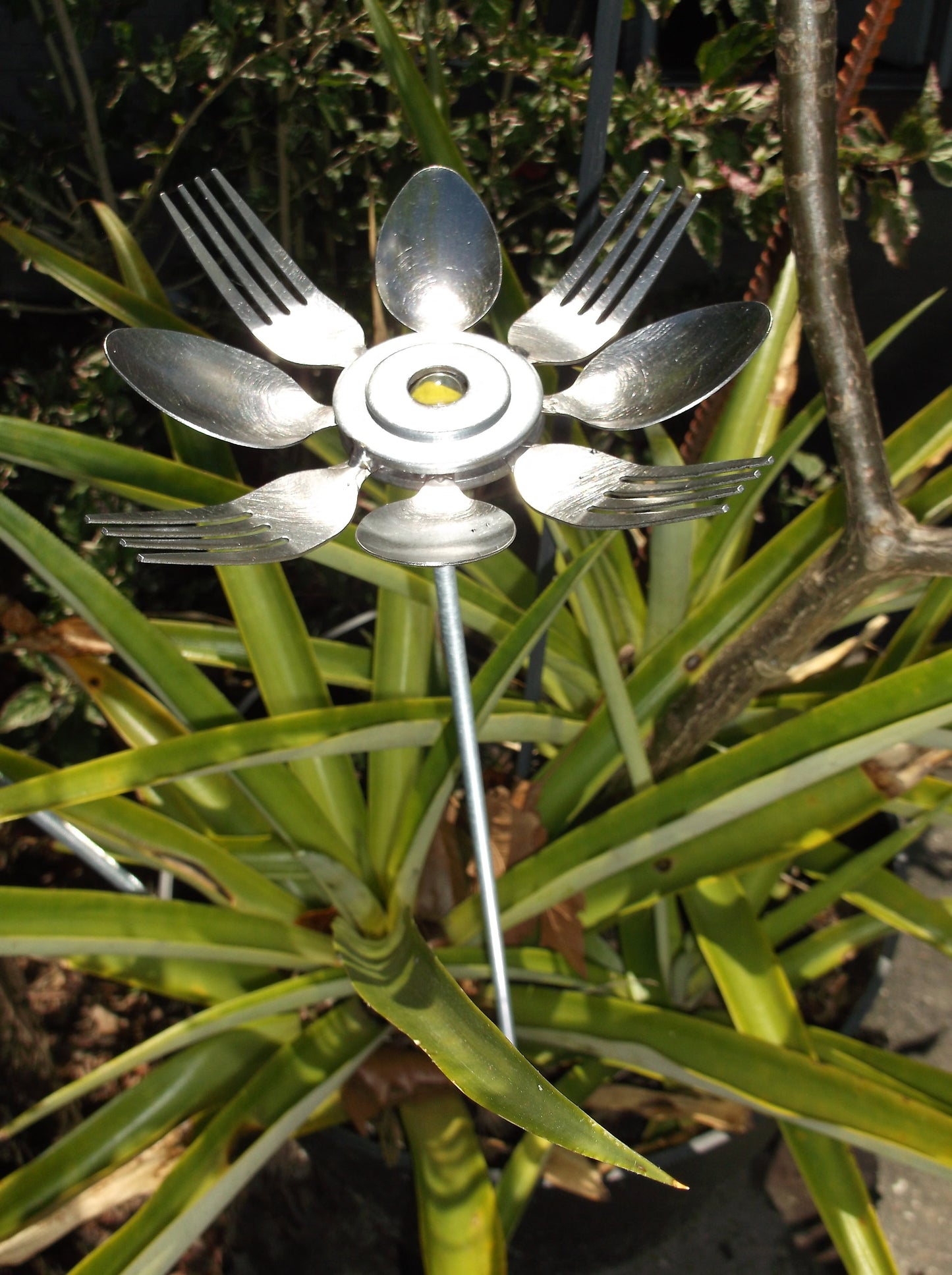 Yellow Spoon and Fork Sunflower Garden Art, yard art