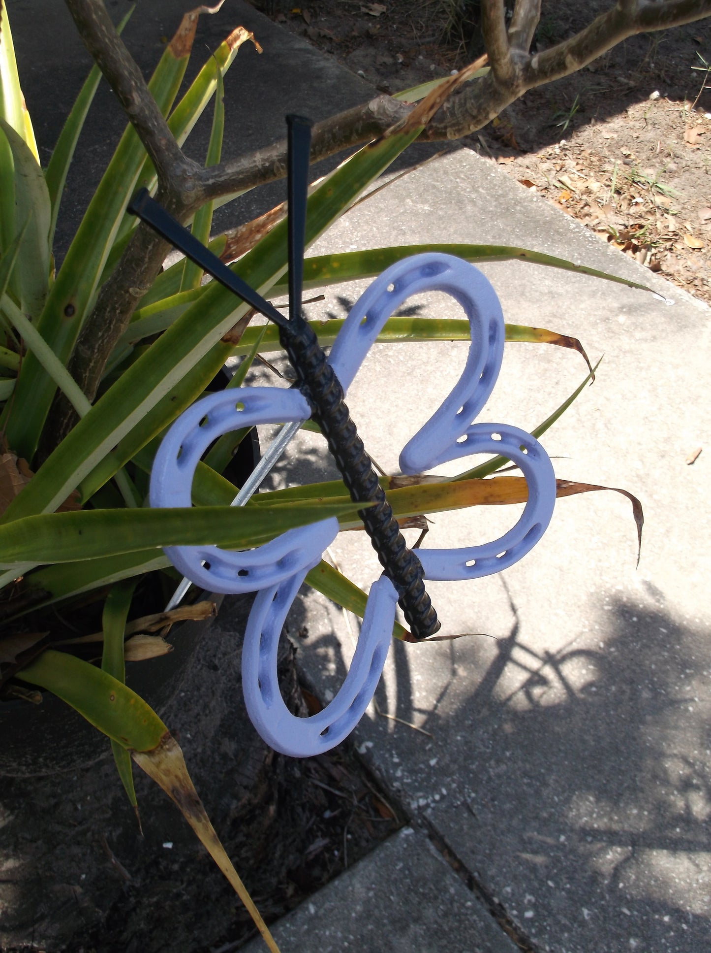 Violet Horseshoe Butterfly Garden Art, Garden Stake, yard art