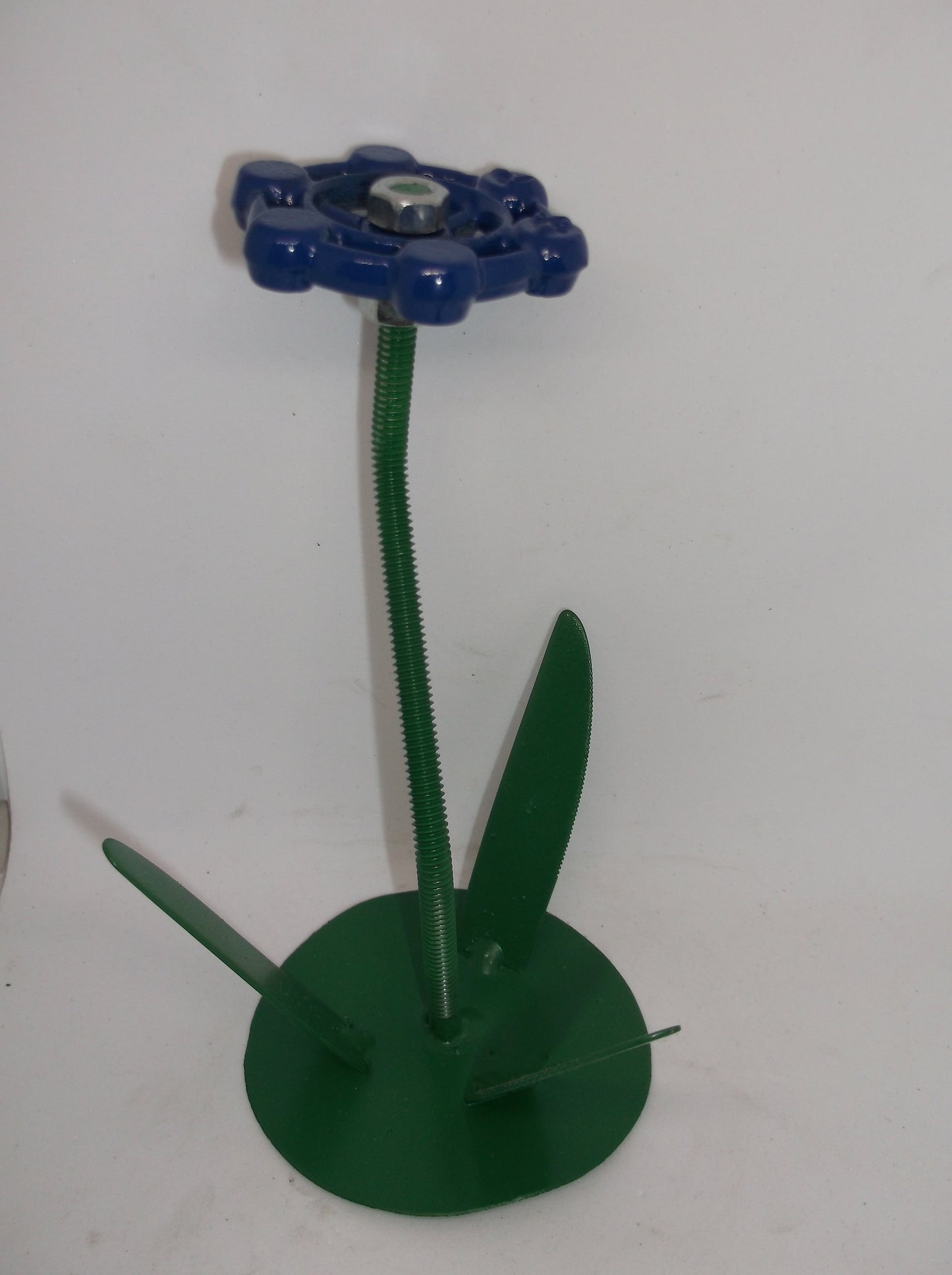 Blue Metal Flowers, Sculptured Floral Decor, Faucet Flower