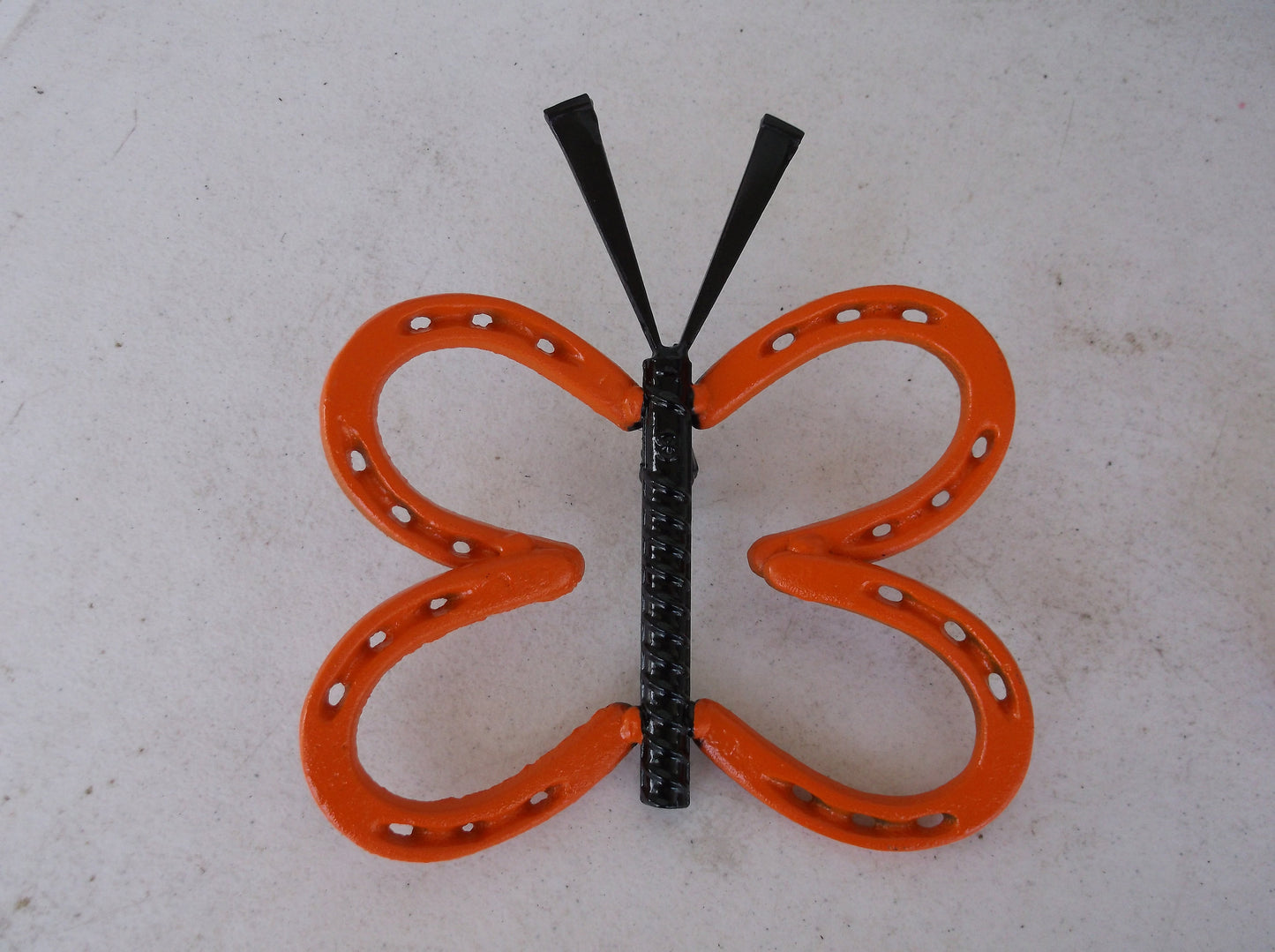Orange Horseshoe Butterfly Garden Art, Garden Stake