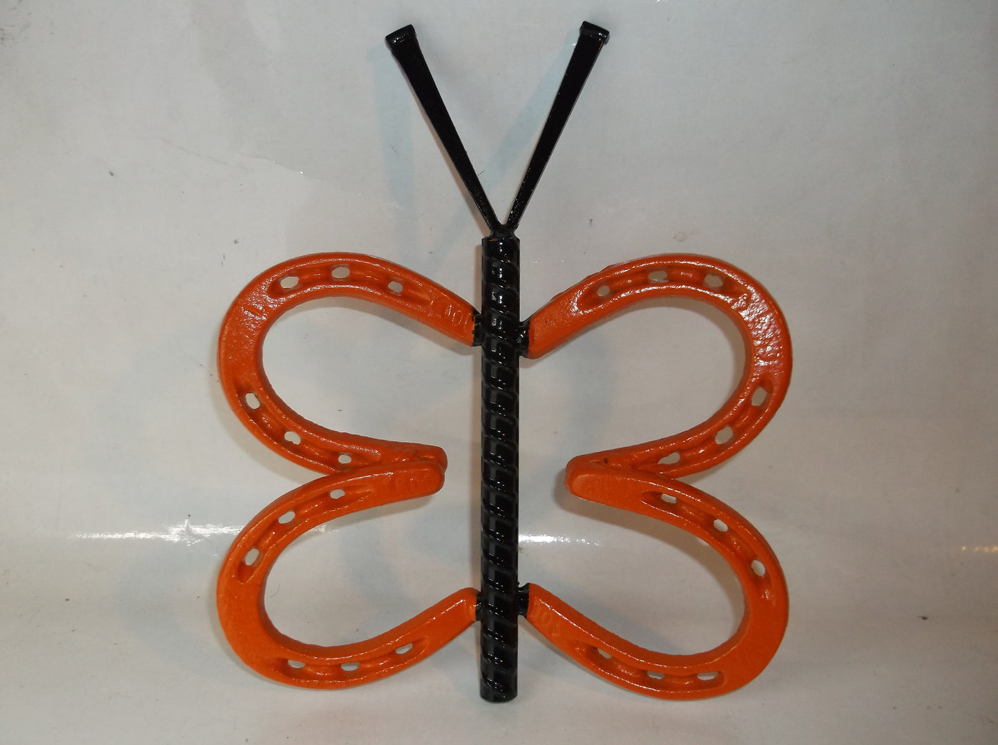 Orange Horseshoe Butterfly Garden Art, Garden Stake