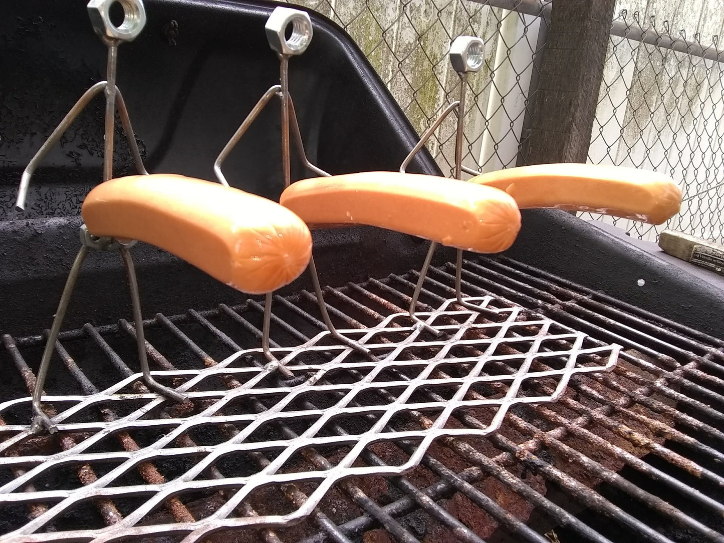 Triple Metal Art Grill Guy, Barbeque, BBQ, Metal Art, brat/hotdog cooker