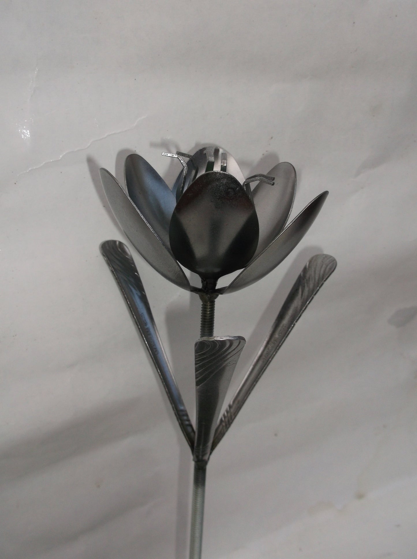 Green Tulip, Metal Art Tulip, Spoon Flower, Recycled Silverware Flower