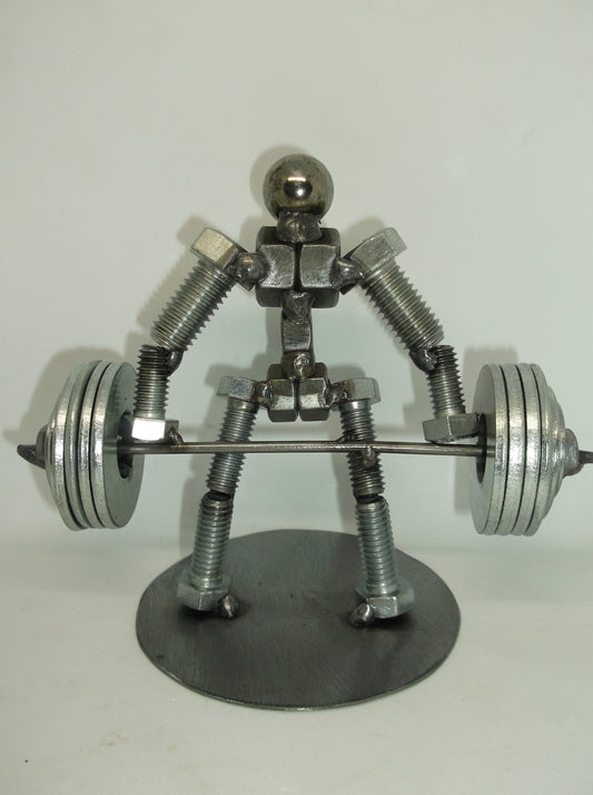 4 Plates Dead Lift Weight Lifter, Metal Bolt Figurine, Athlete