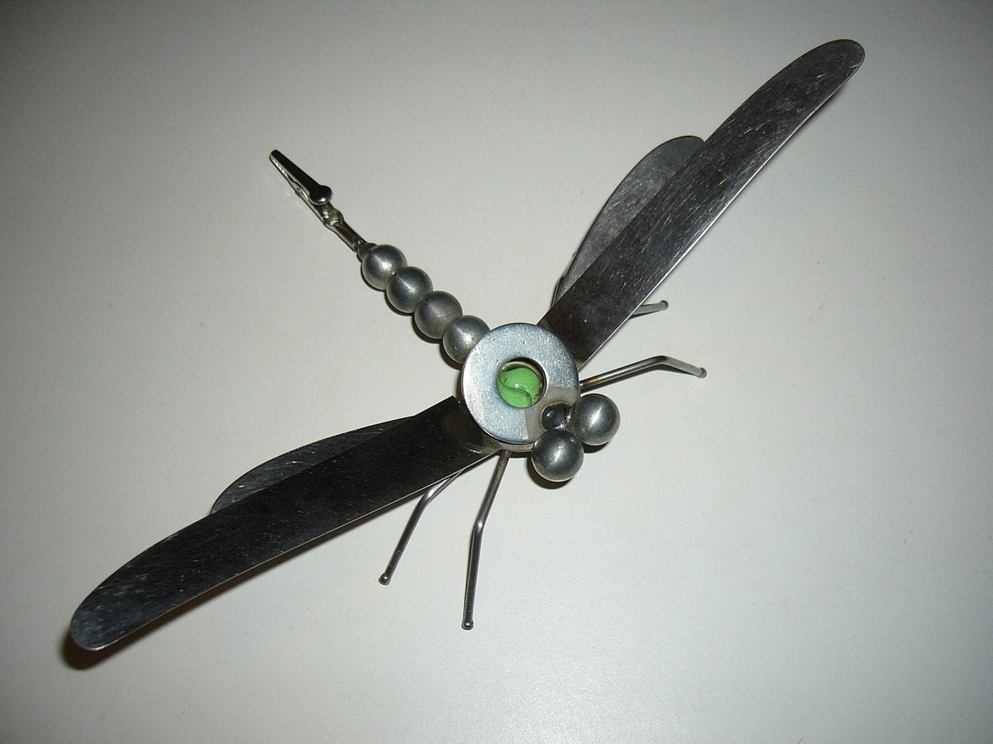 Green Dragonfly Metal Sculpture, Garden Stake, yard art
