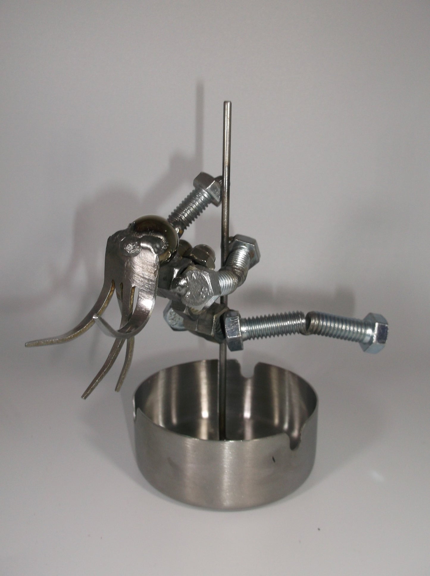 Exotic Dancer Ashtray, Pole Dancer, Metal Bolt Figurine, Up cycled Art, miniature
