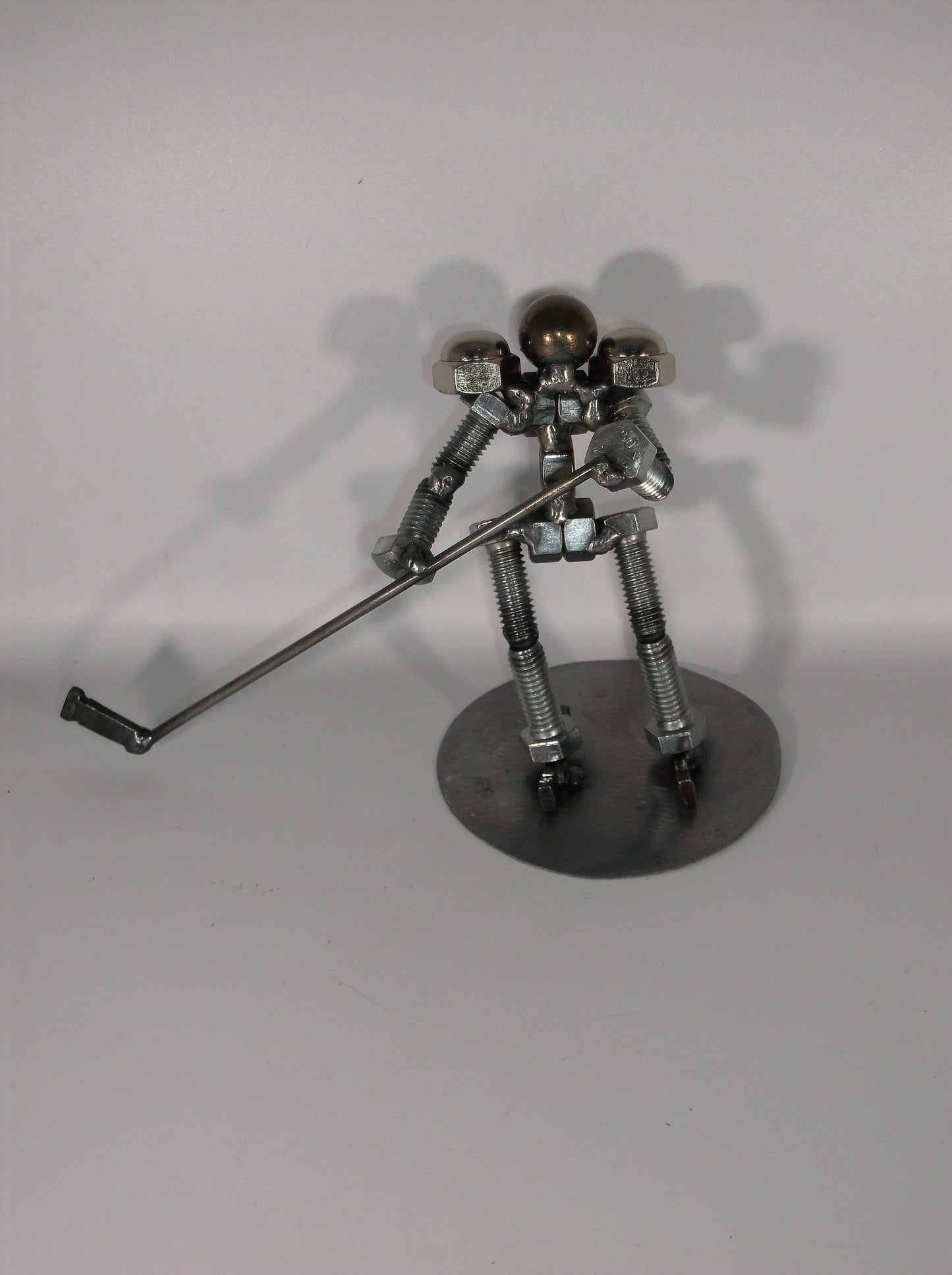 Hockey Player, Metal Bolt Figurine, Athlete, ice skate art sports