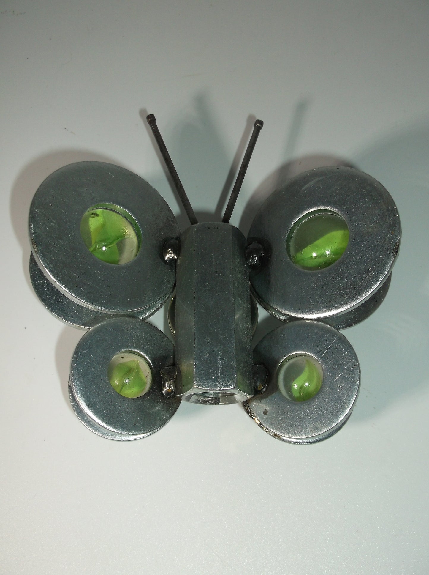 Green Butterfly Metal Art Magnet, garden stake