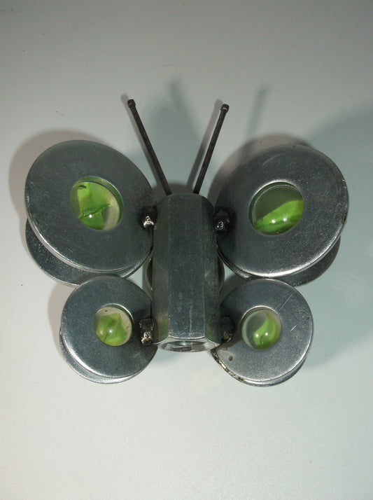 Green Butterfly Metal Art Magnet, garden stake