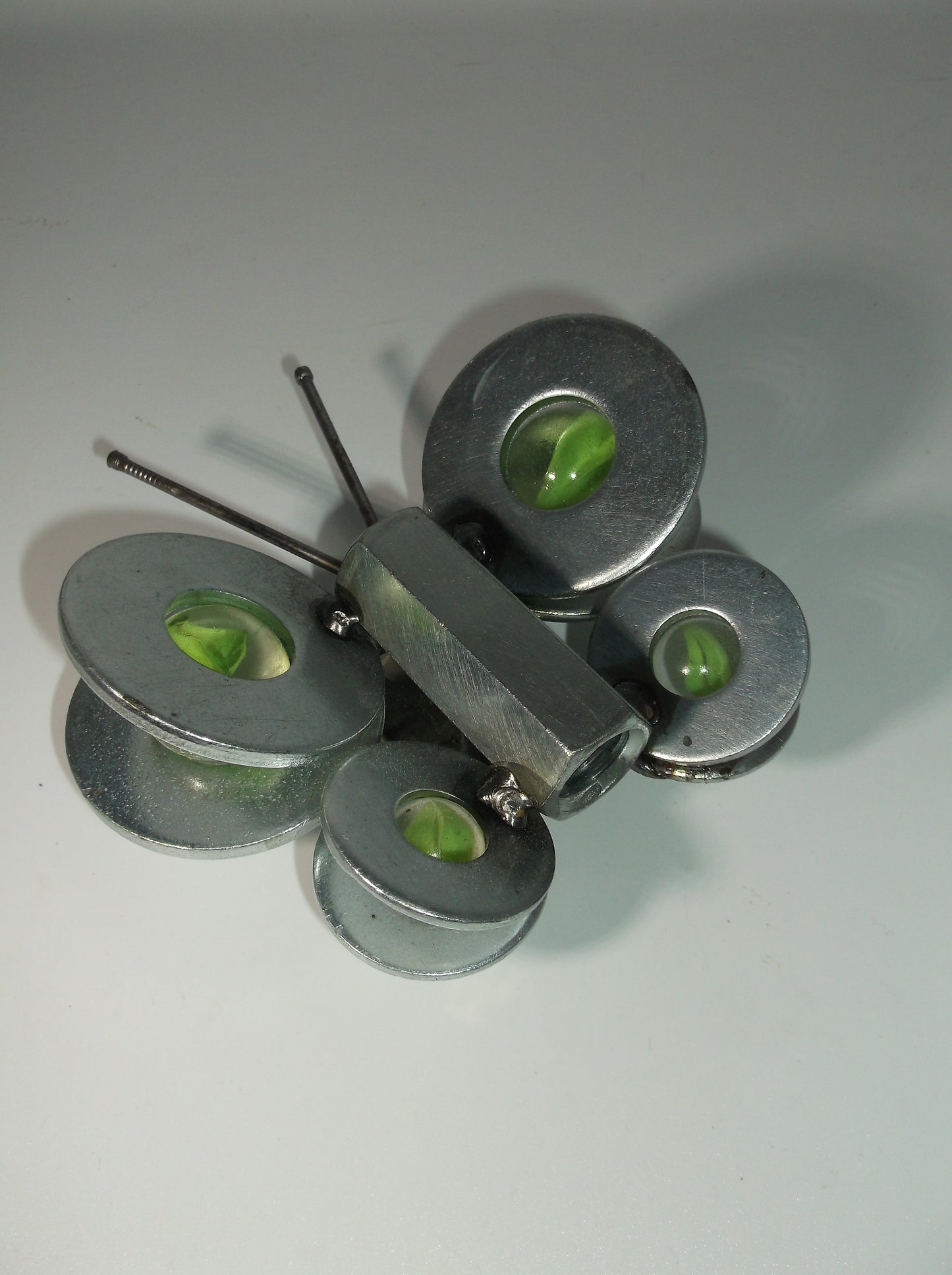 Green Butterfly Metal Art Magnet, garden stake