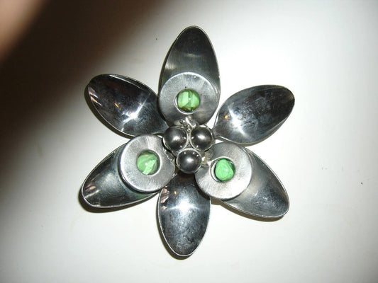 Green Spoon Flower Metal Magnet