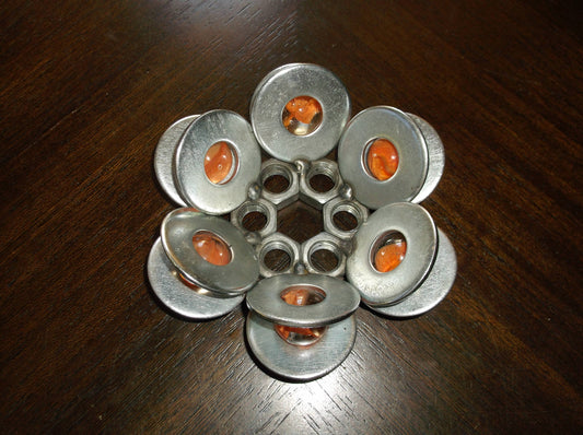 Orange Metal Candle Holder, Candle Holder, Metal Decor
