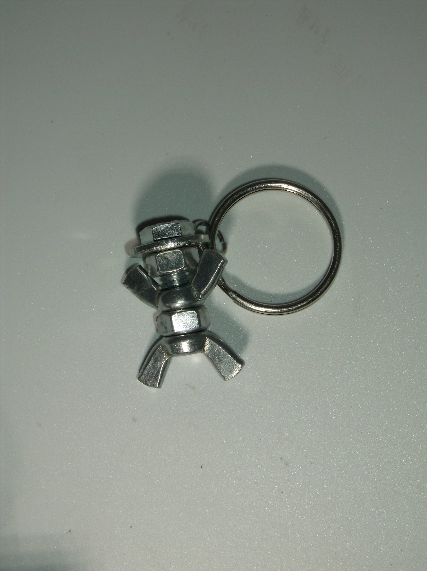 Miniature Man Key Chain, Tiny Person Nut and Bolt Key Chain, Recycled Hardware Key Chain