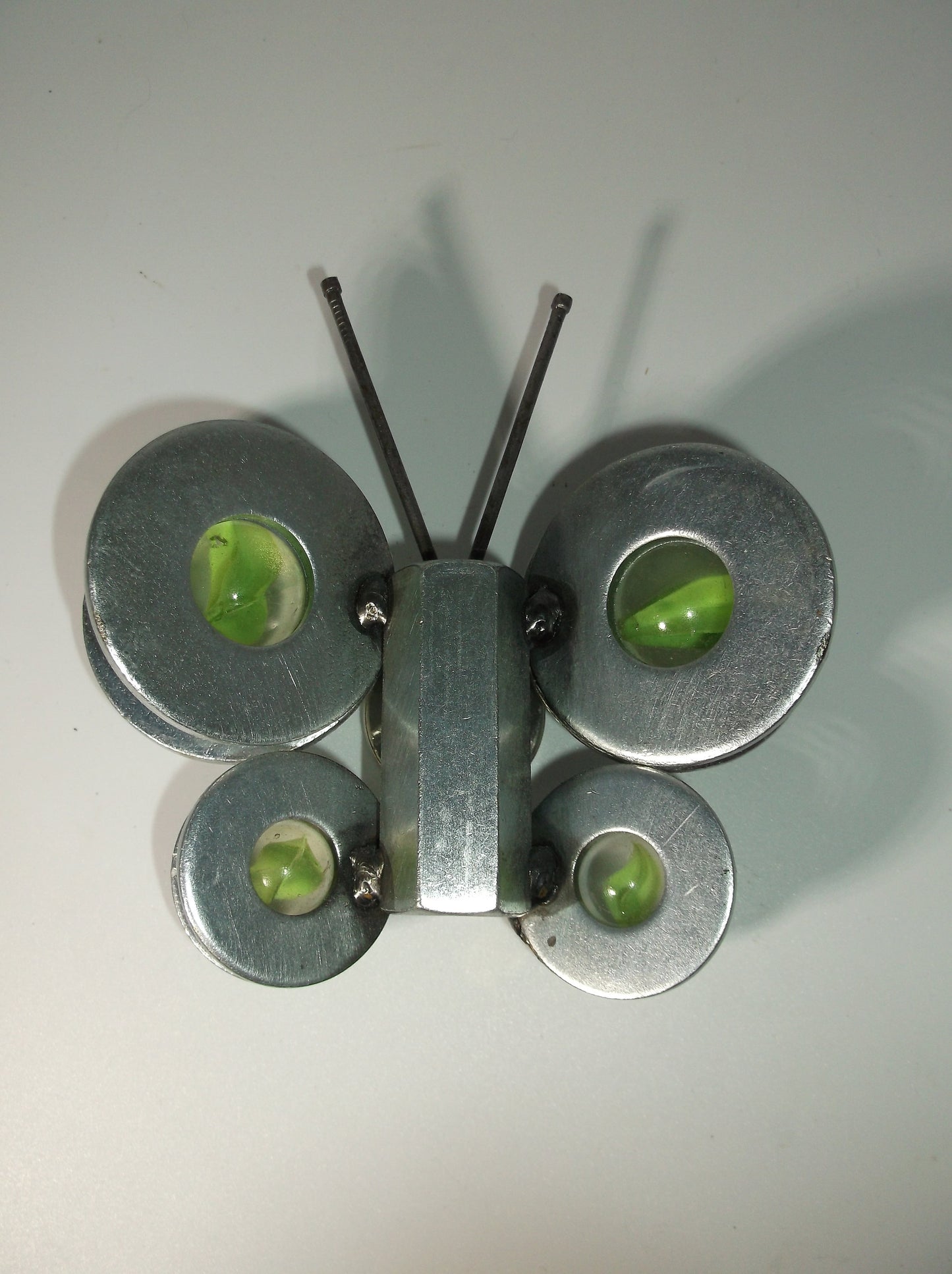 Green Butterfly Metal Art Magnet, garden stake