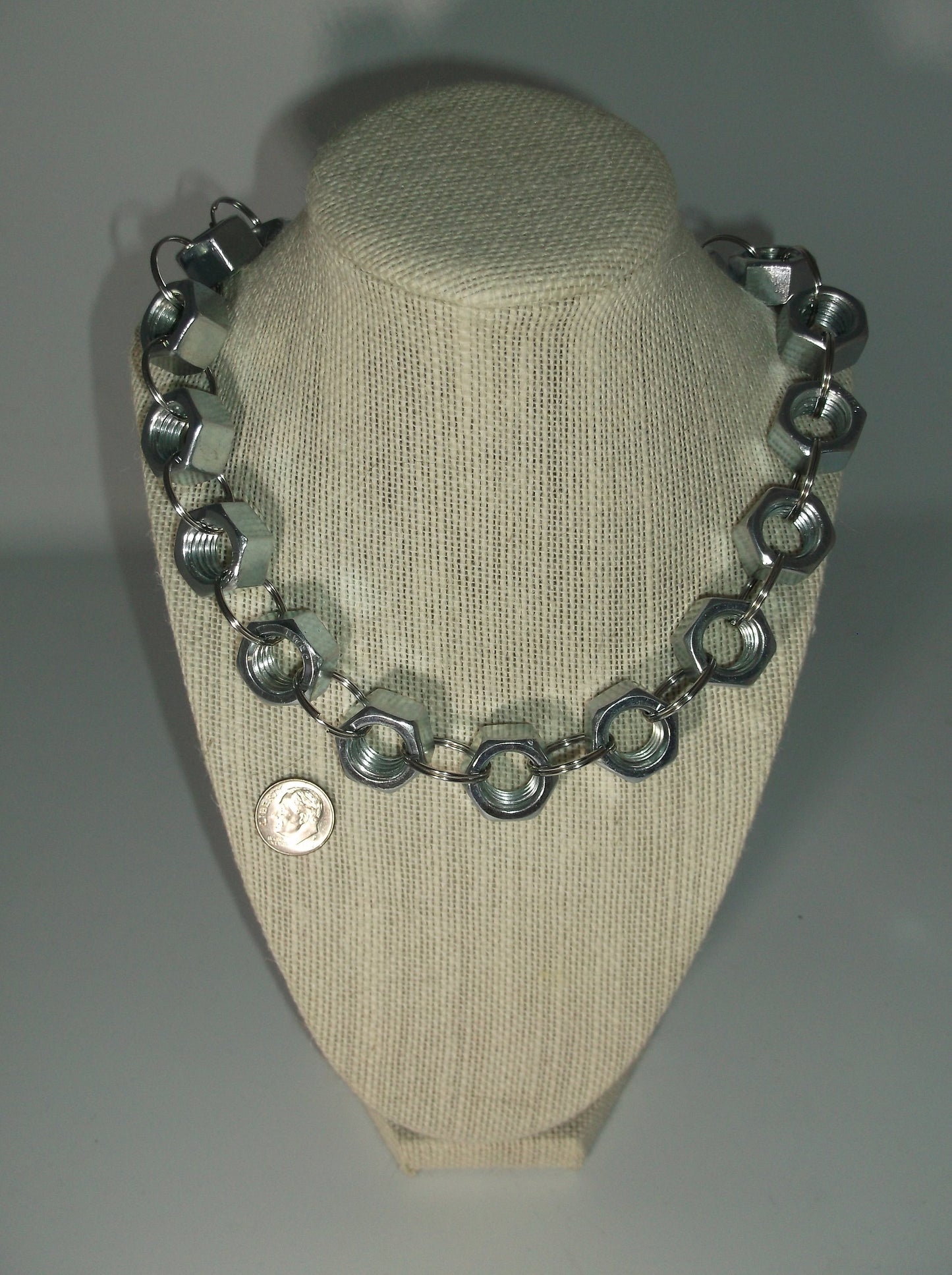 Nut Necklace, Crazy Nut Necklace, Zinc Plated Necklace, Up cycled handmade necklace