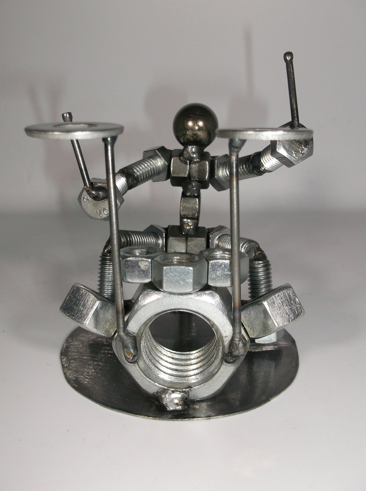 Metal Drummer Metal Bolt Figurine, Musicians Rock and Roll Art