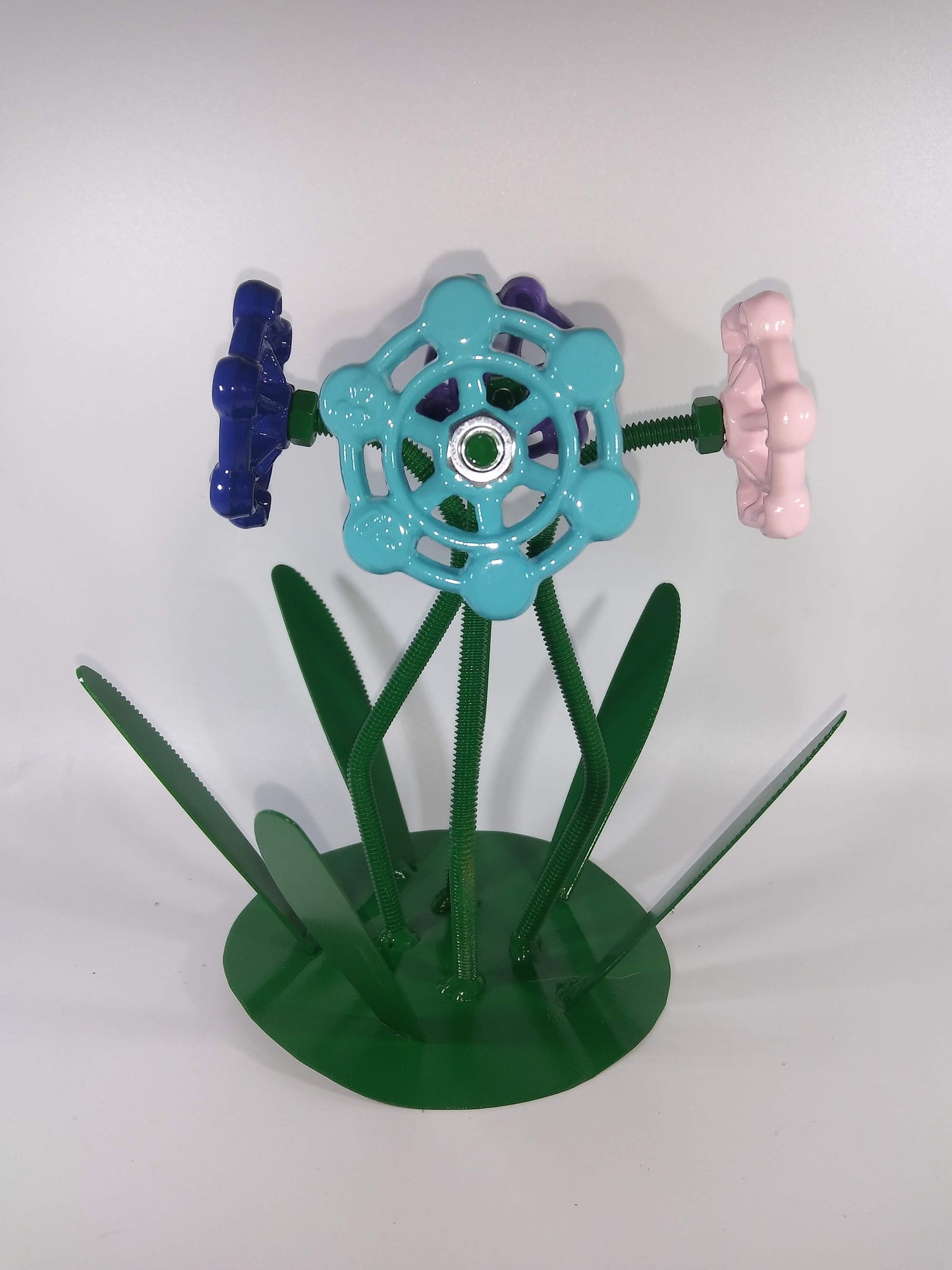 Four Metal Flowers, Faucet Flowers Bouquet,  Metal Floral Decor