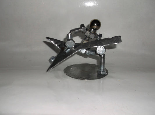 Guitarist Metal Bolt Figurine. Musicians, electric guitar