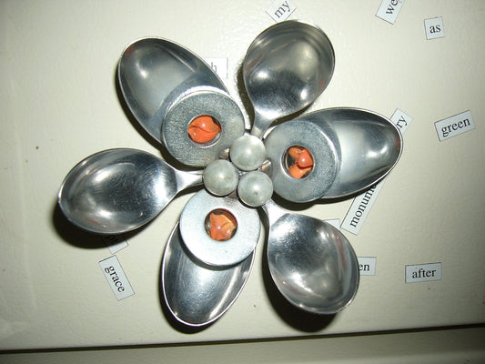 Orange Spoon Flower Magnet, Welded Metal Arts and Crafts