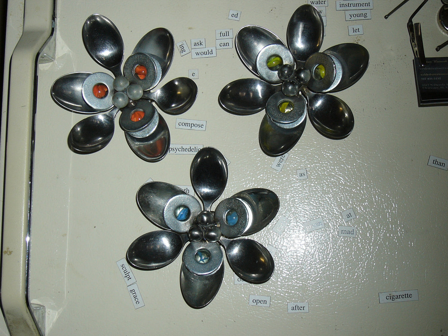 Green Spoon Flower Metal Magnet