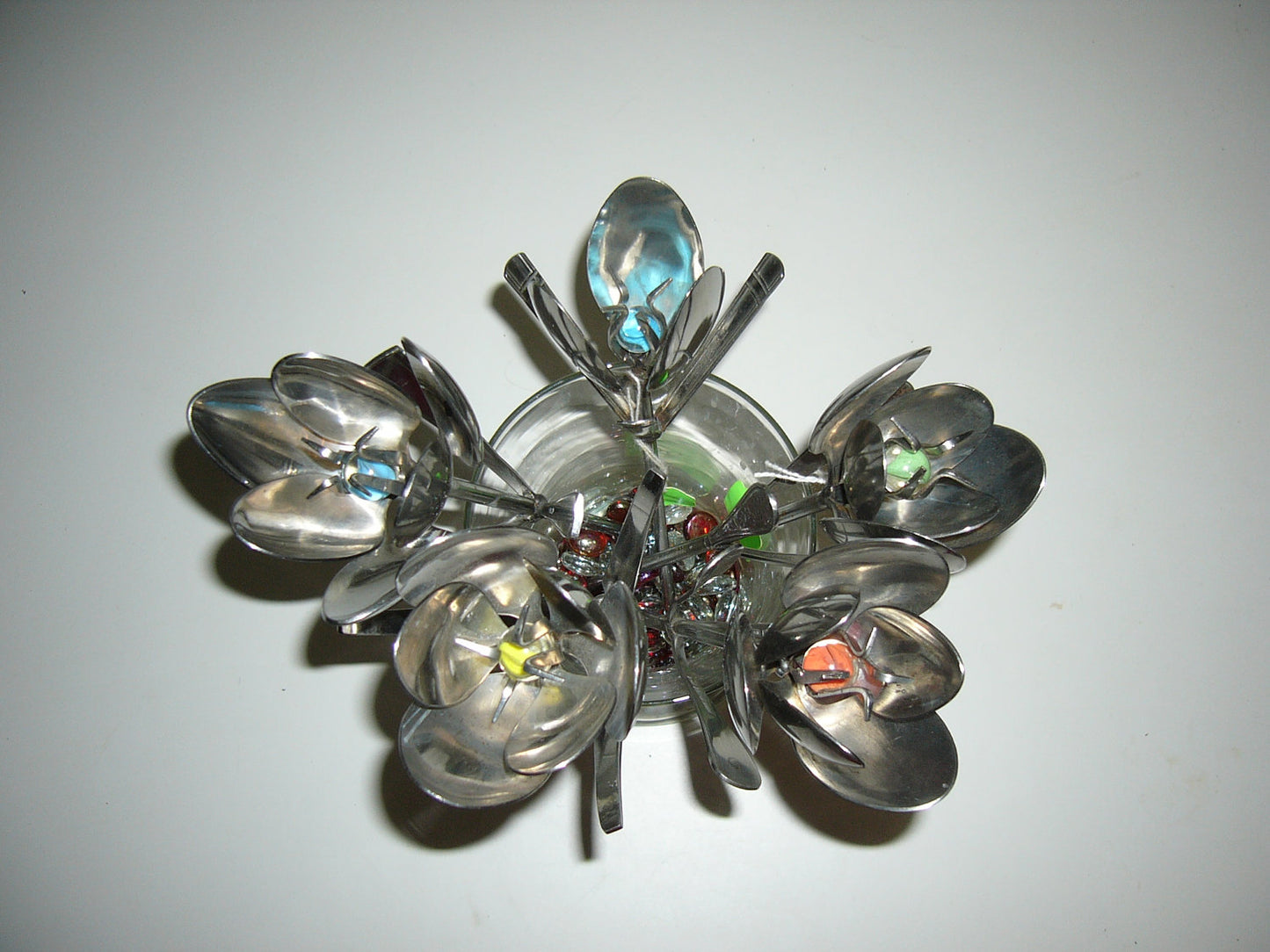 Blue Tulip, Metal Art Tulip, Spoon Flower, Recycled Silverware Flower