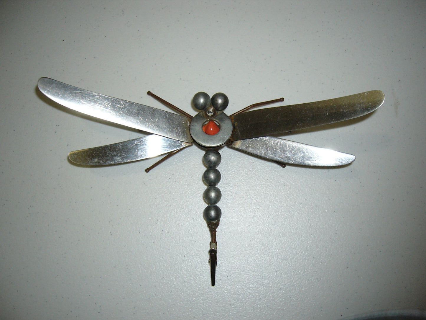 Orange Dragonfly Metal Sculpture, Garden Stake, yard art