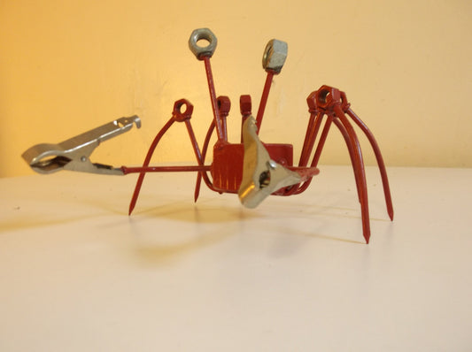 Red Pincer Crab, Metal Sculpture, Welded Art