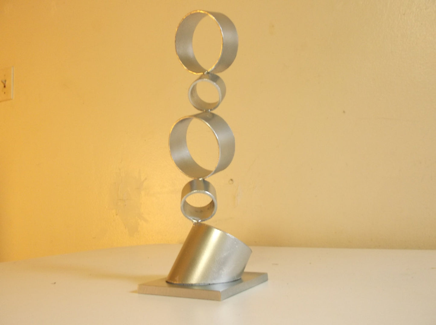 Metal Sculpture of Rings, Abstract Welded Art