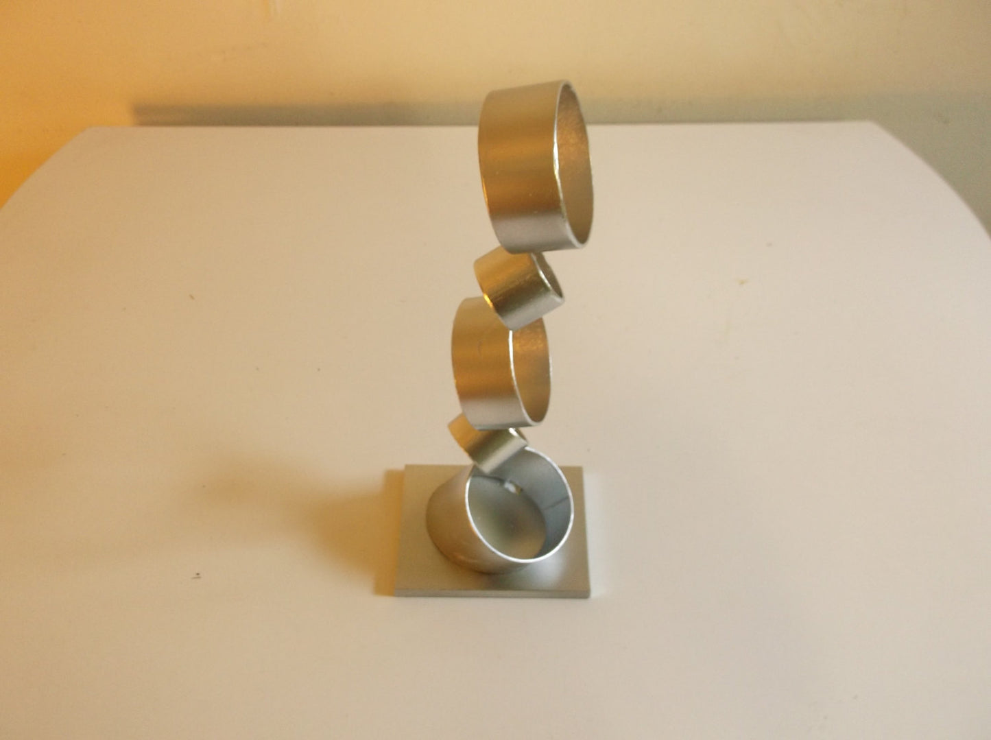 Metal Sculpture of Rings, Abstract Welded Art