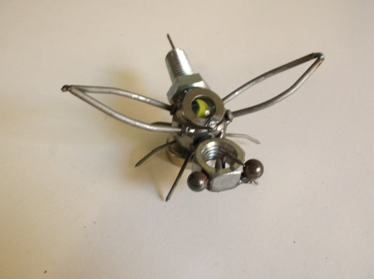 Baby Bee Metal Magnet, miniature bumble bee, welded art