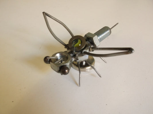 Baby Bee Metal Magnet, miniature bumble bee, welded yard art