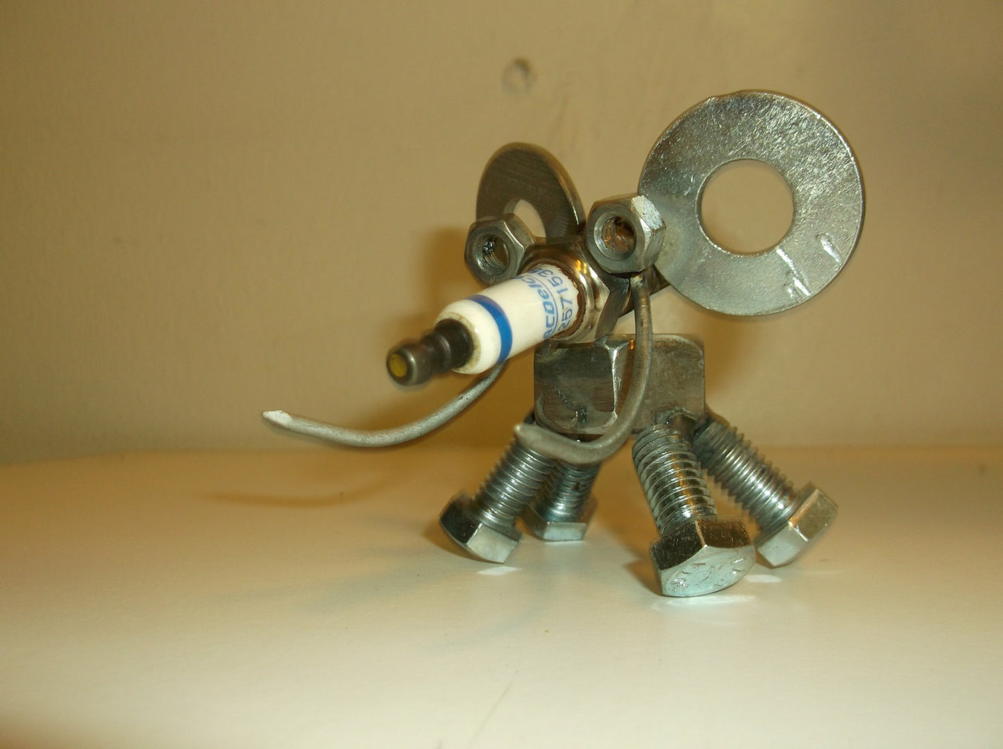 Elephant, Elephant Figurine, Metal Elephant Sculpture, Spark Plug Elephant Art